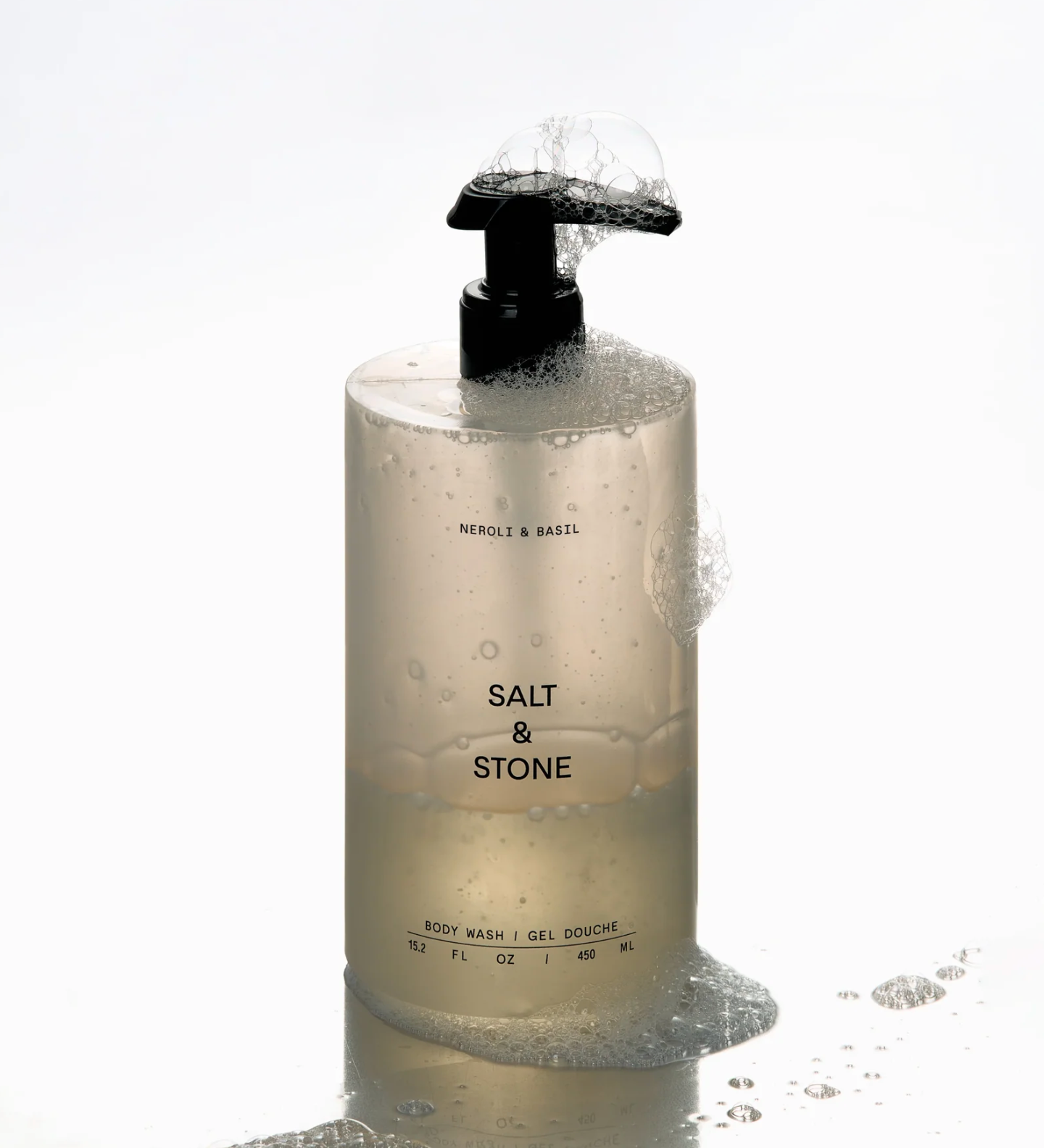 Salt &amp; Stone dušas želeja ar apelsīna ziediem, baziliku un perillas lapām, 450ml